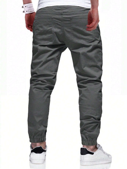 Manfinity Homme Loose-Fit Men'S Carrot Pants with Drawstring Waist