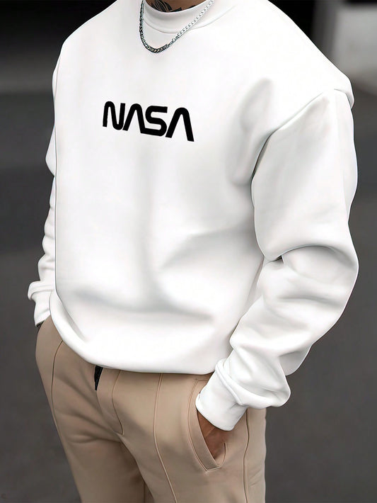 Manfinity Homme Men'S Loose Fit Letter Print Long Sleeve Vintage Going Out Sweatshirt, Friends